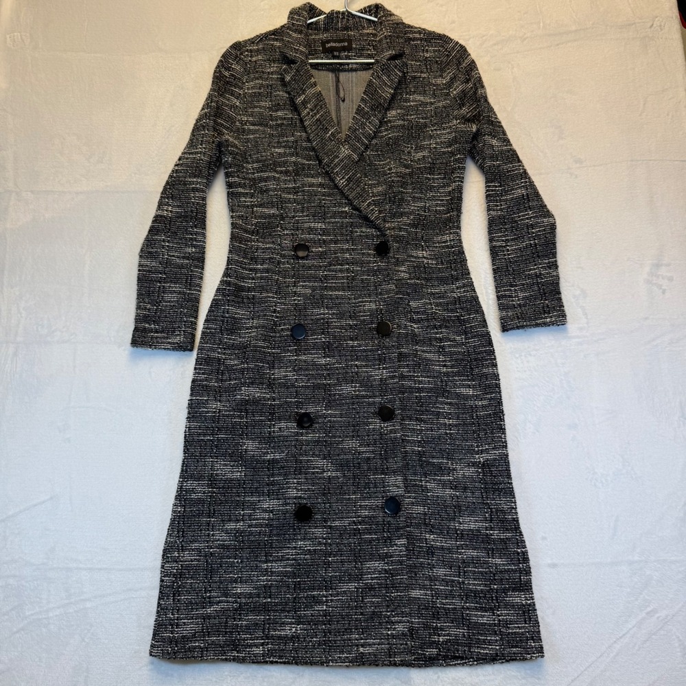 Belladonna Tweed‎ Double Breasted Midi Dress Black White Lurex BELLA-113 XS